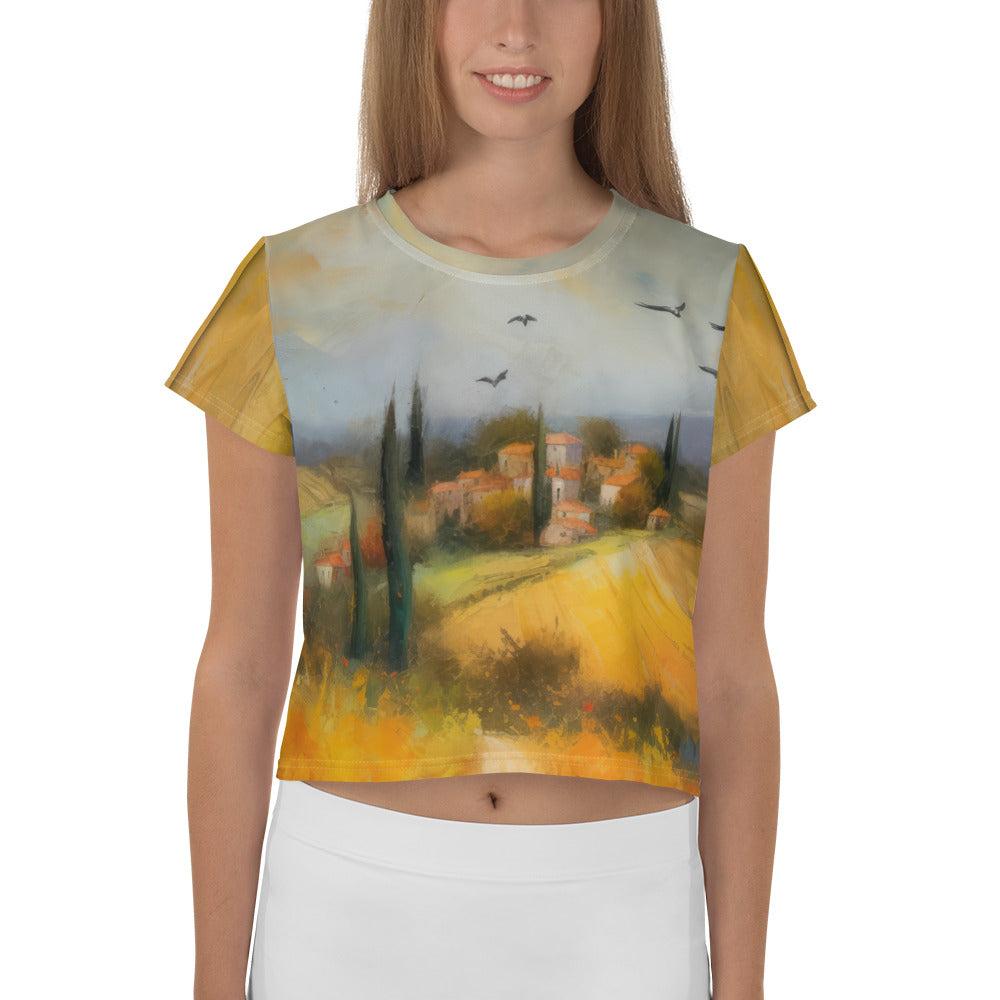 Coastal Sunset All-Over Print Crop T-Shirt