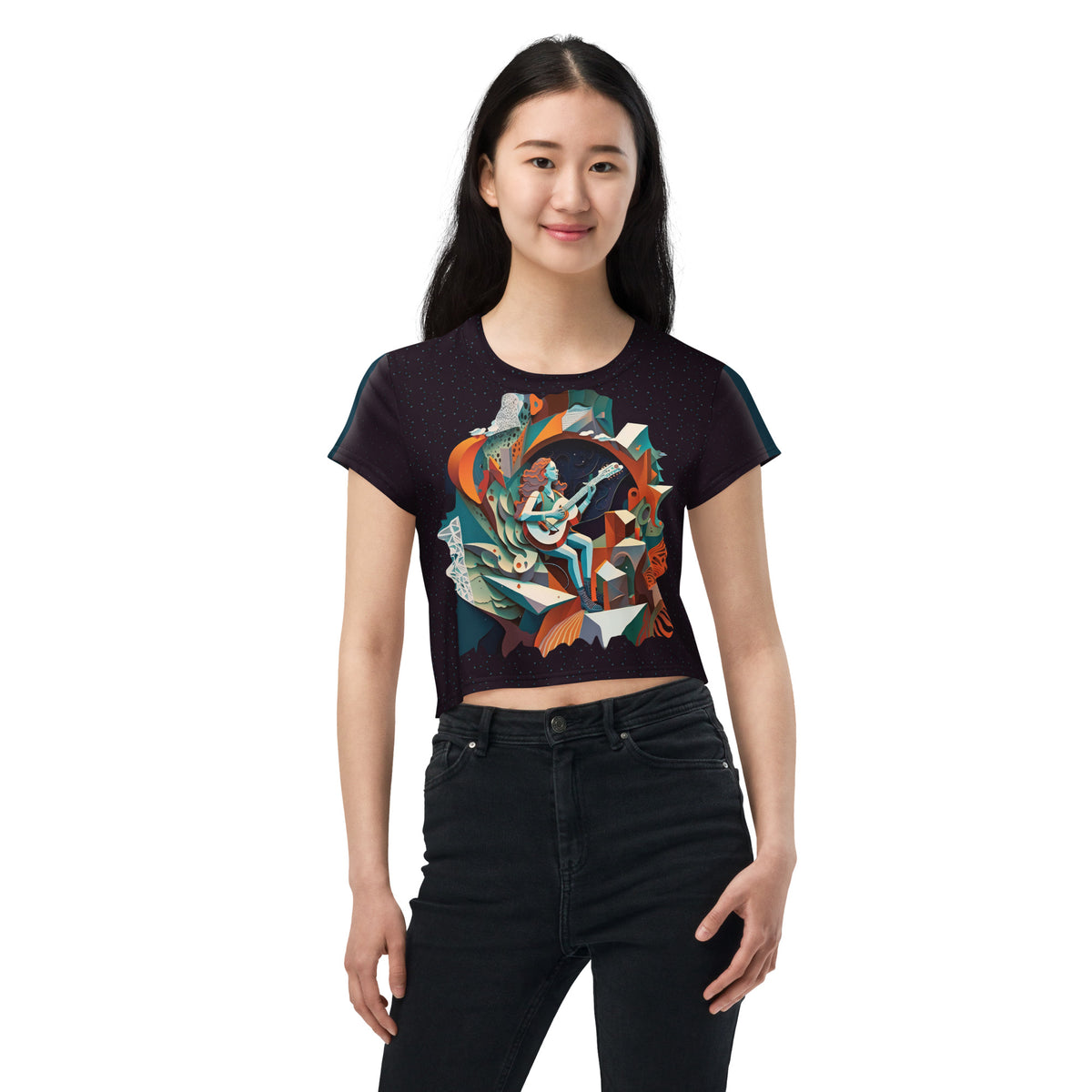 Greatest Music Lover All-Over Print Crop T-Shirt