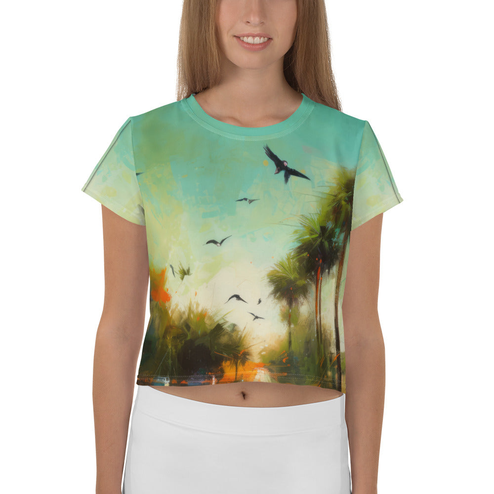 Waterfall Wonders Landscape Crop T-Shirt