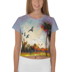 Coastal Sunrise Landscape Crop T-Shirt