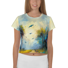 Lakeside Serenity Landscape Crop T-Shirt