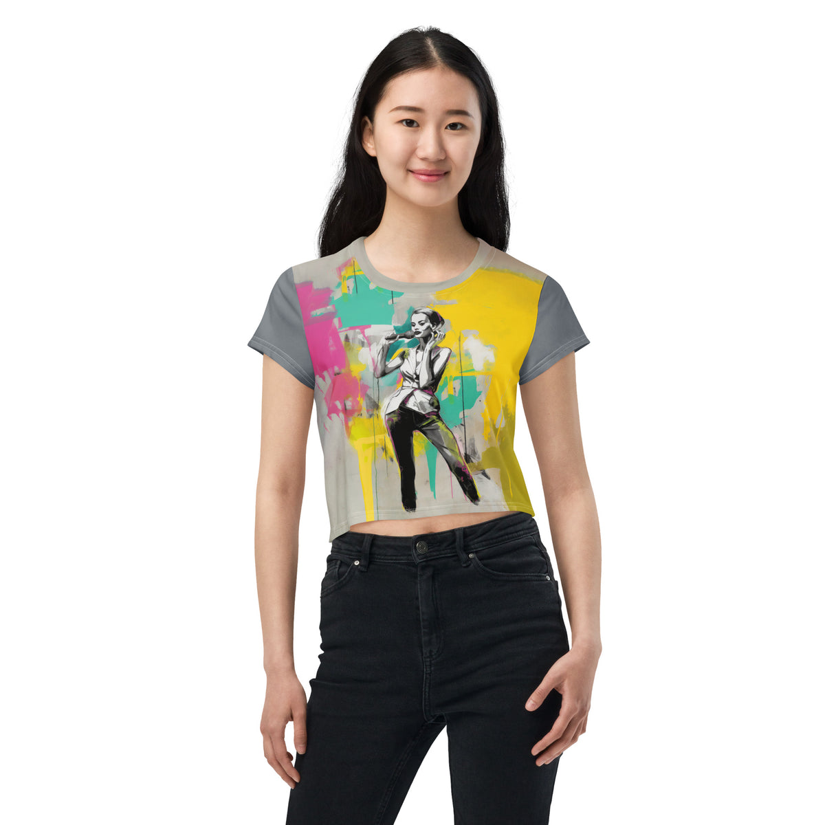 Sculpted Serenity All-Over Print Crop T-Shirt