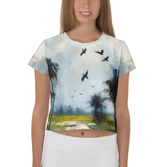 Serene Mountain Sunrise Women's Crop Tee