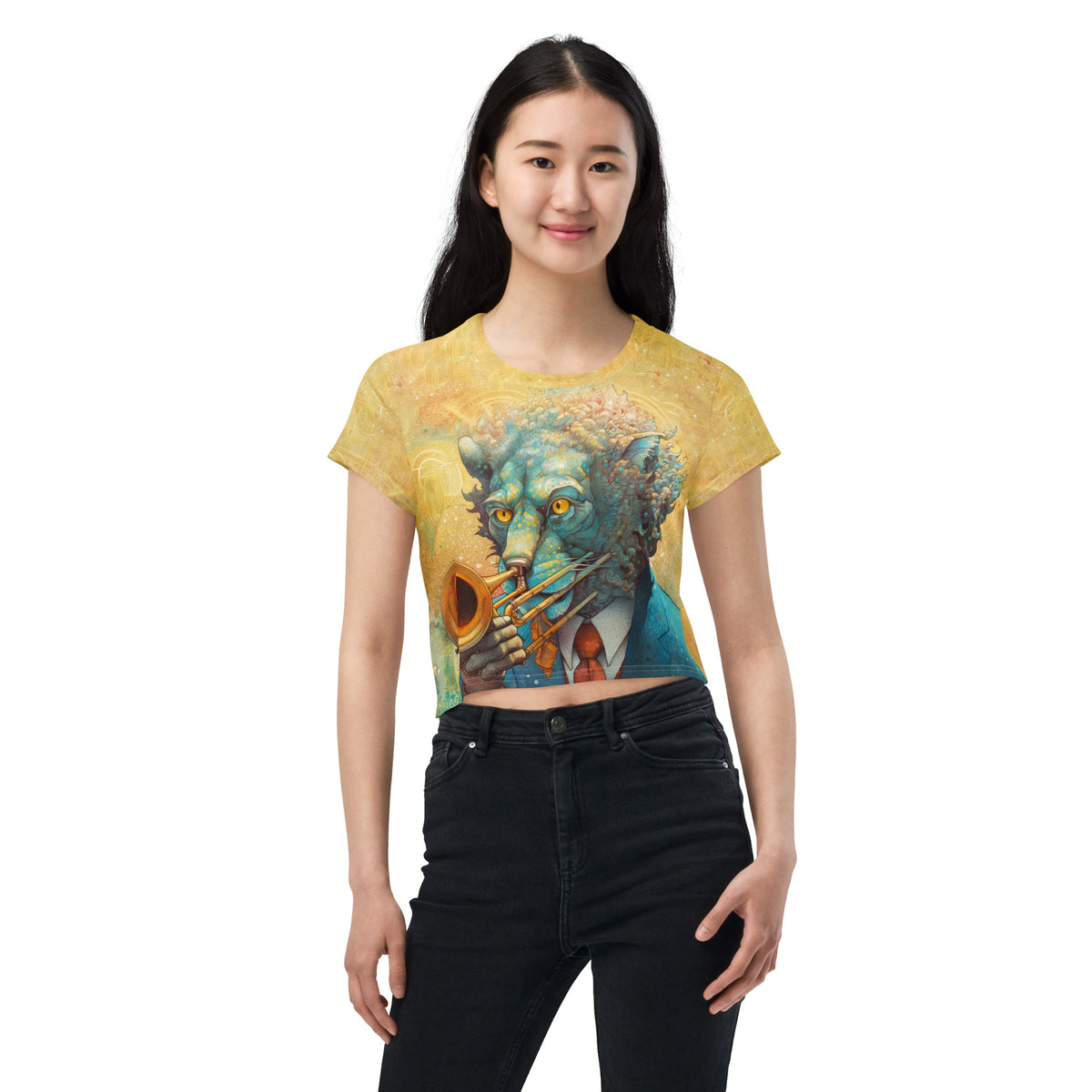 Lion's Majesty All-Over Print Crop T-Shirt