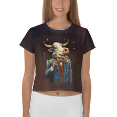 Cow's Serenity All-Over Print Crop T-Shirt