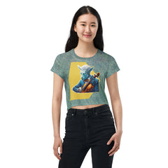 Alien Abstraction All-Over Print Crop T-Shirt