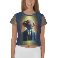 Elephant Enchantment All-Over Print Crop T-Shirt