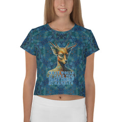 Graceful Deer Woodlands Crop T-Shirt