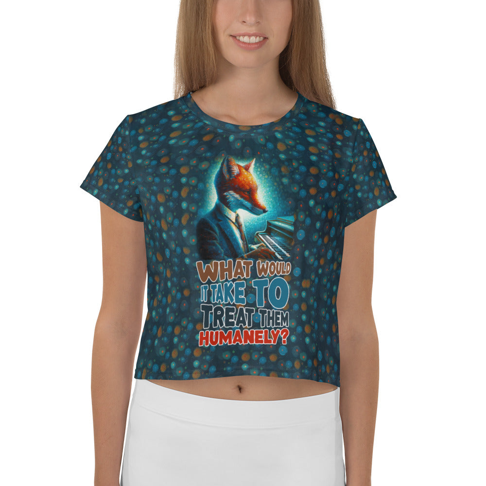 Whimsical Forest Fox All-Over Print Crop T-Shirt