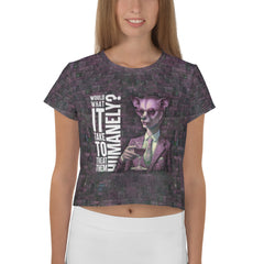 Stylish Squirrel Fashionista All-Over Print Crop T-Shirt