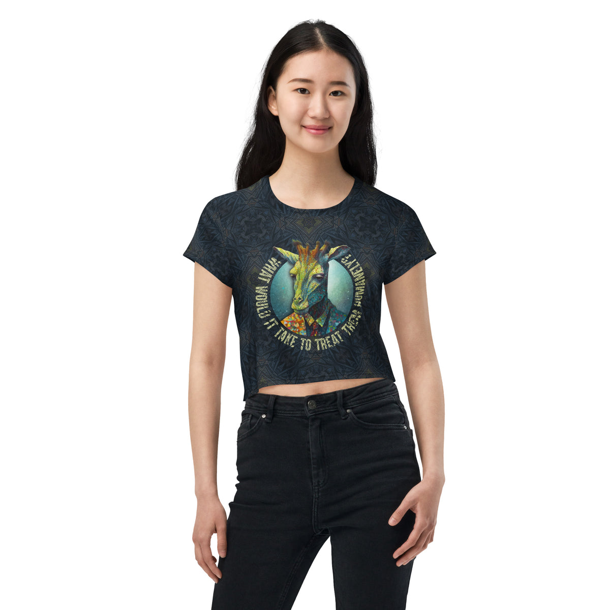 Beachy Bear Sunbather All-Over Print Crop T-Shirt