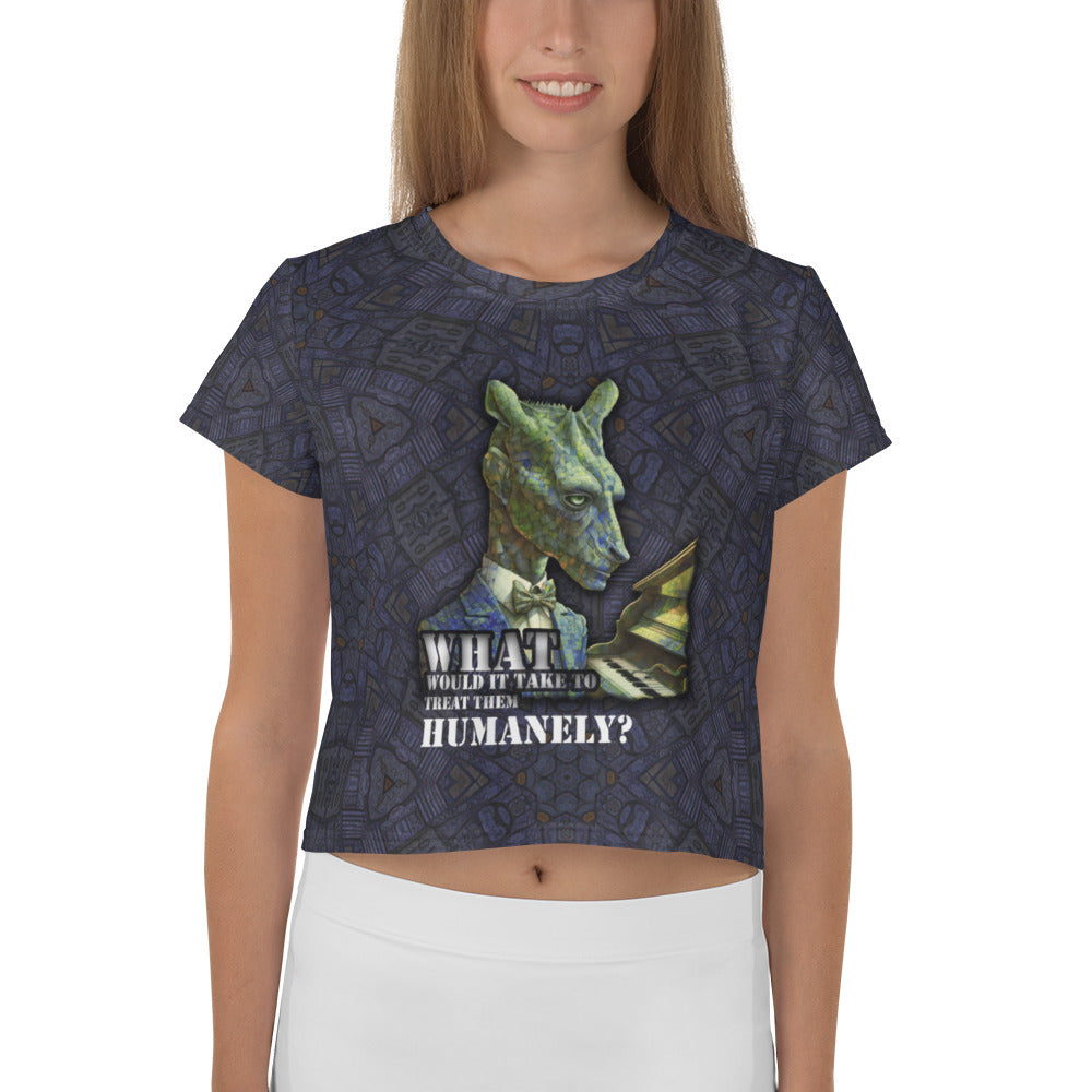 Whimsical Wolf Artist All-Over Print Crop T-Shirt