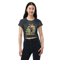 Safari Giraffe Explorer All-Over Print Crop T-Shirt