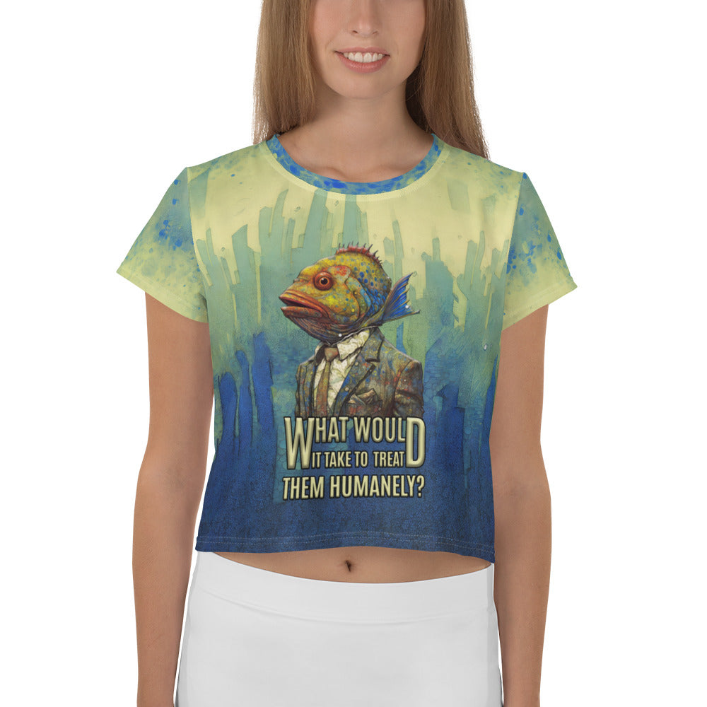 Whimsical Whale Dancer All-Over Print Crop T-Shirt