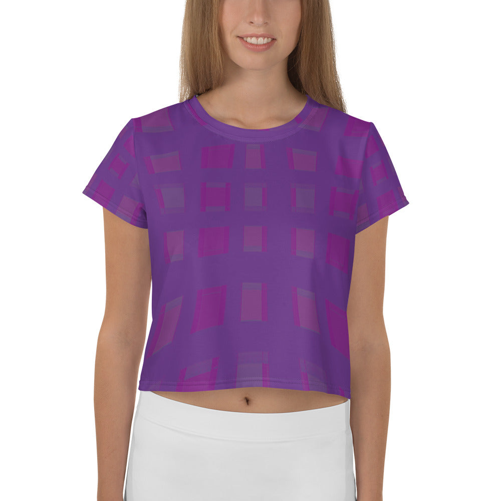 Boho chic box stripe crop t-shirt in vibrant colors.