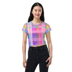 Make every day a fiesta with this bold and bright crop t-shirt, featuring festive colors and patterns.