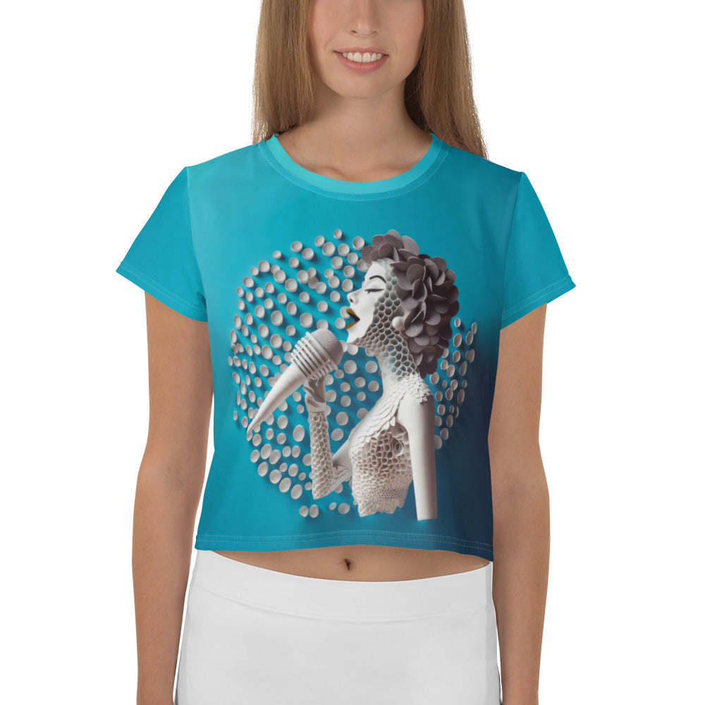 Indie Folk Harmony Crop T-Shirt displayed on model