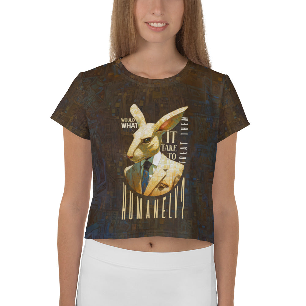 Charming Corgi print on a stylish women's crop tee.