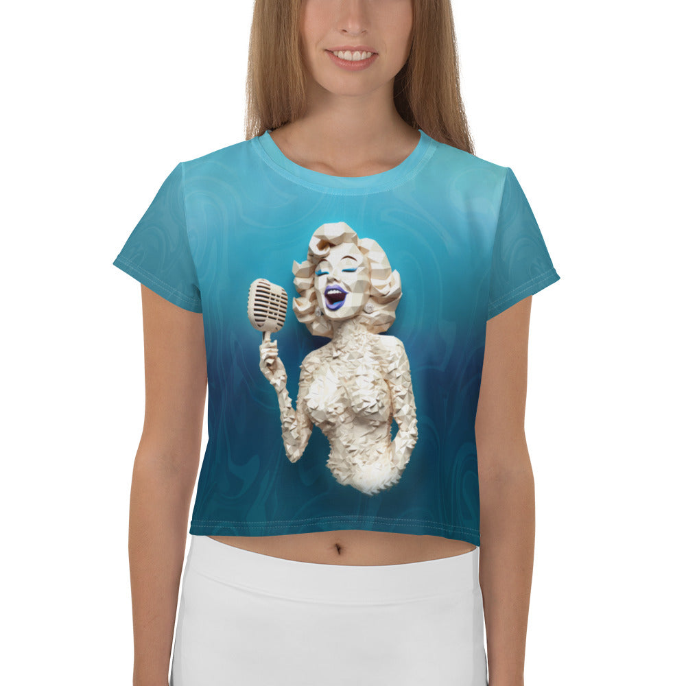 Whimsical Wonderland Crop T-Shirt front view on model