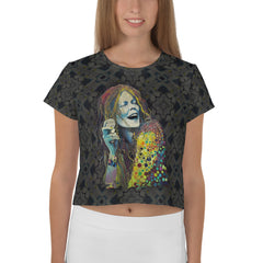 Boho Blossom Crop Tee front view showcasing floral design.