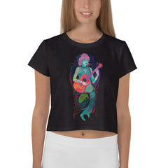 Front view of Cosmic Blossoms Crop T-Shirt.