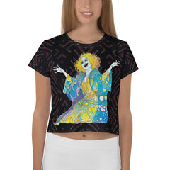 Botanical Bliss Women's Crop T-Shirt on a clothing mannequin.