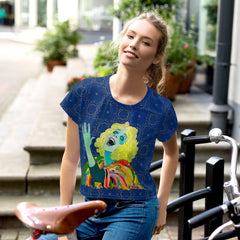 Bohemian Blossoms Women's Crop T-Shirt on a clothing mannequin.