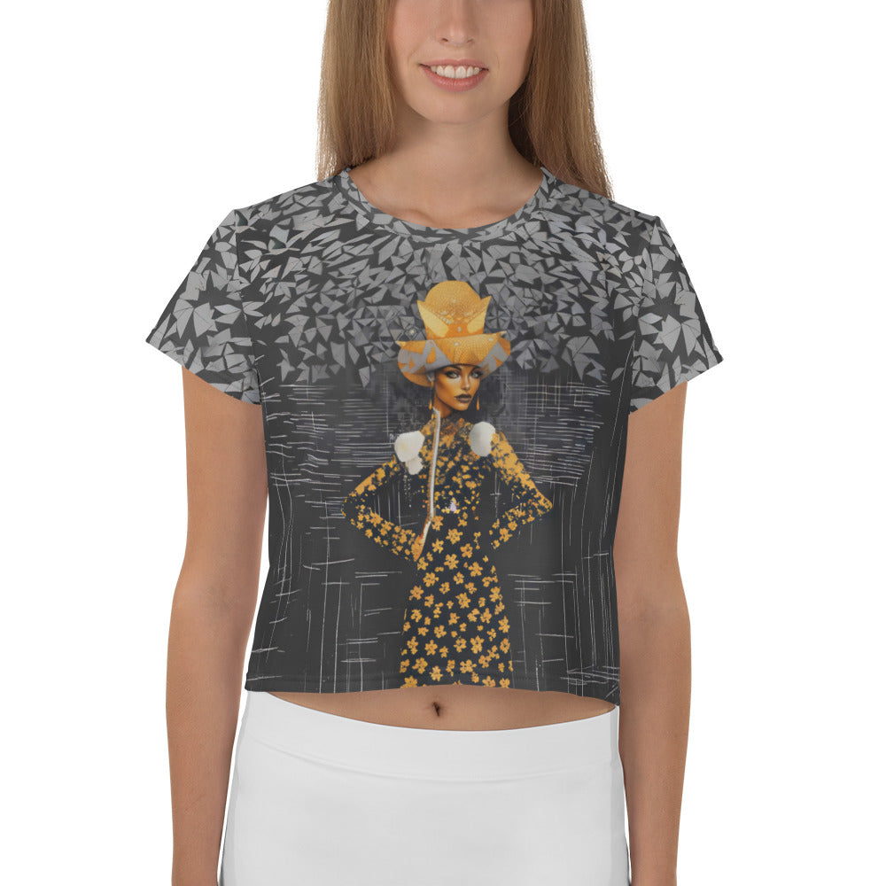 Cosmic Harmony Crop T-Shirt on model