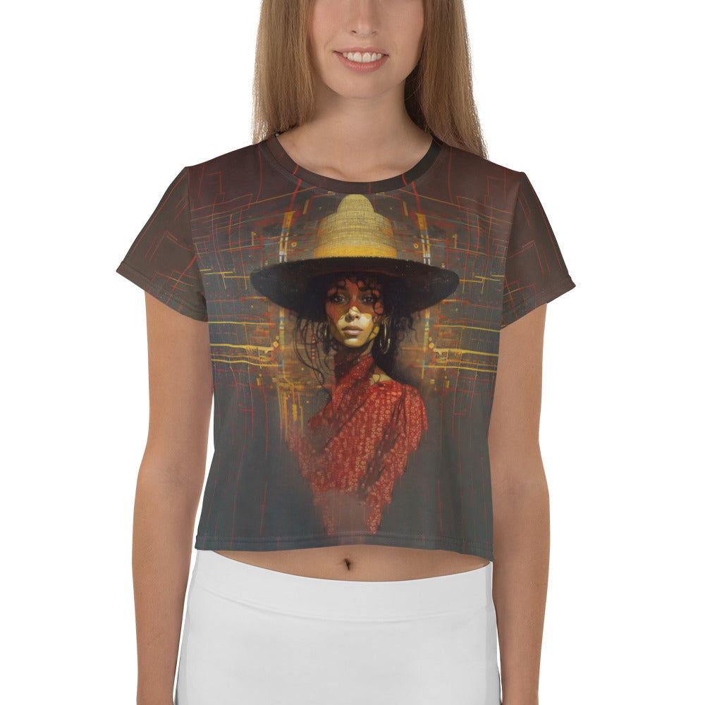 Celestial Serenity Crop T-Shirt with star-inspired design