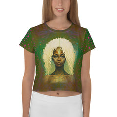 Enigmatic Essence Crop T-Shirt front view showcasing unique style