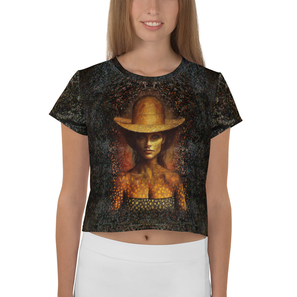 Galactic Glam Crop Tee with starry design