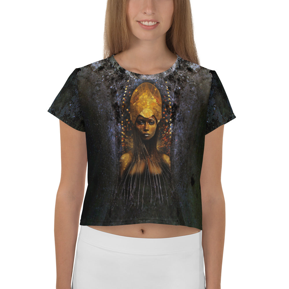 Ethereal Enchantment women's crop tee on a model.