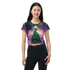 Boho Bliss All-Over Print Women's Crop T-Shirt front view.