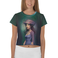 Serene Sunset All-Over Print Women's Crop T-Shirt front view.