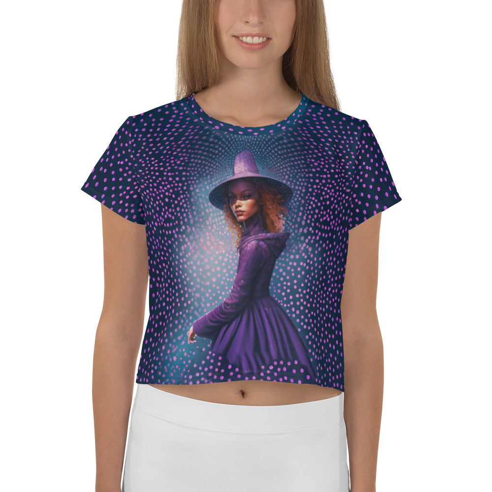 Ocean Breeze All-Over Print Women's Crop T-Shirt front view.