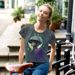 Ocean Serenity All-Over Print Women's Crop T-Shirt front view.