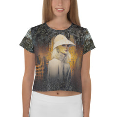 Boho Harmony Women's Crop T-Shirt front view.