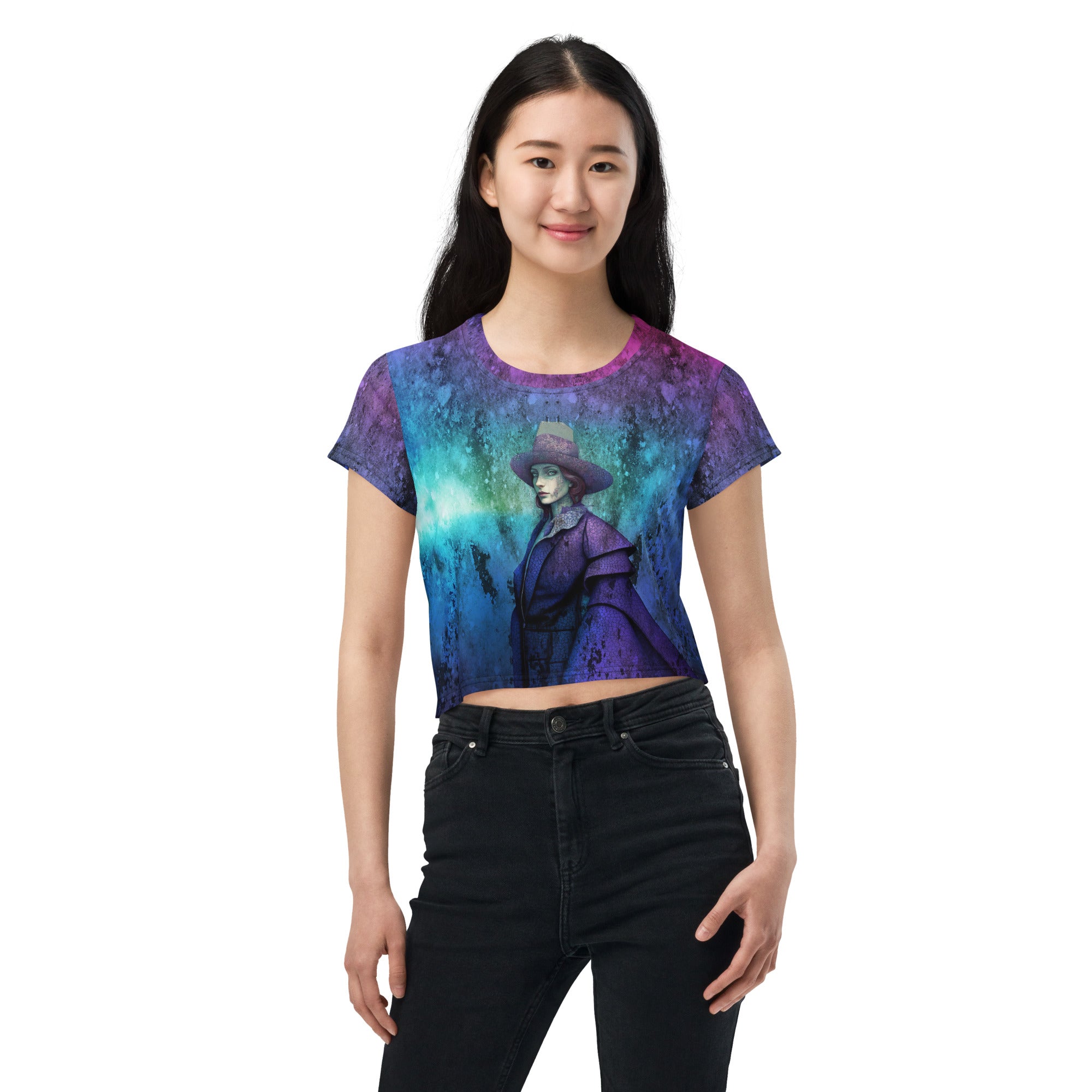 Cosmic Radiance Women's Crop T-Shirt front view.