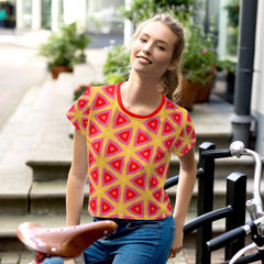 Digital Wave pattern on crop tee for summer style.
