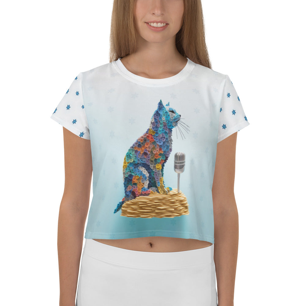 Kirigami Blossom Beauty Women's Crop Tee with intricate blossom design.