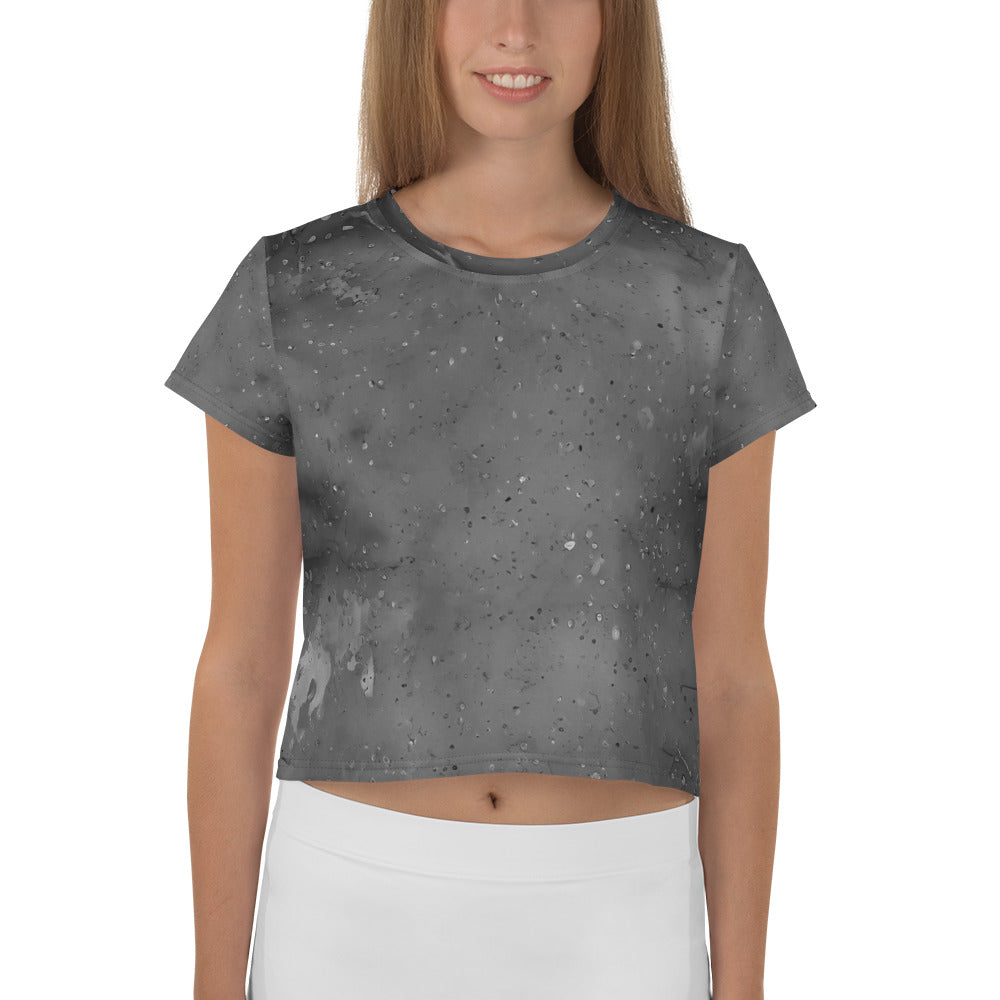 Stylish watercolor wash on lightweight women's crop shirt.