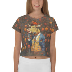 Majestic Buffalo Plains printed crop tee for women.