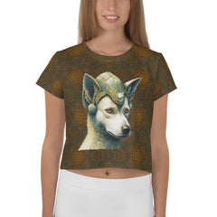 Happy Dogs Crop Tee with colorful dog print