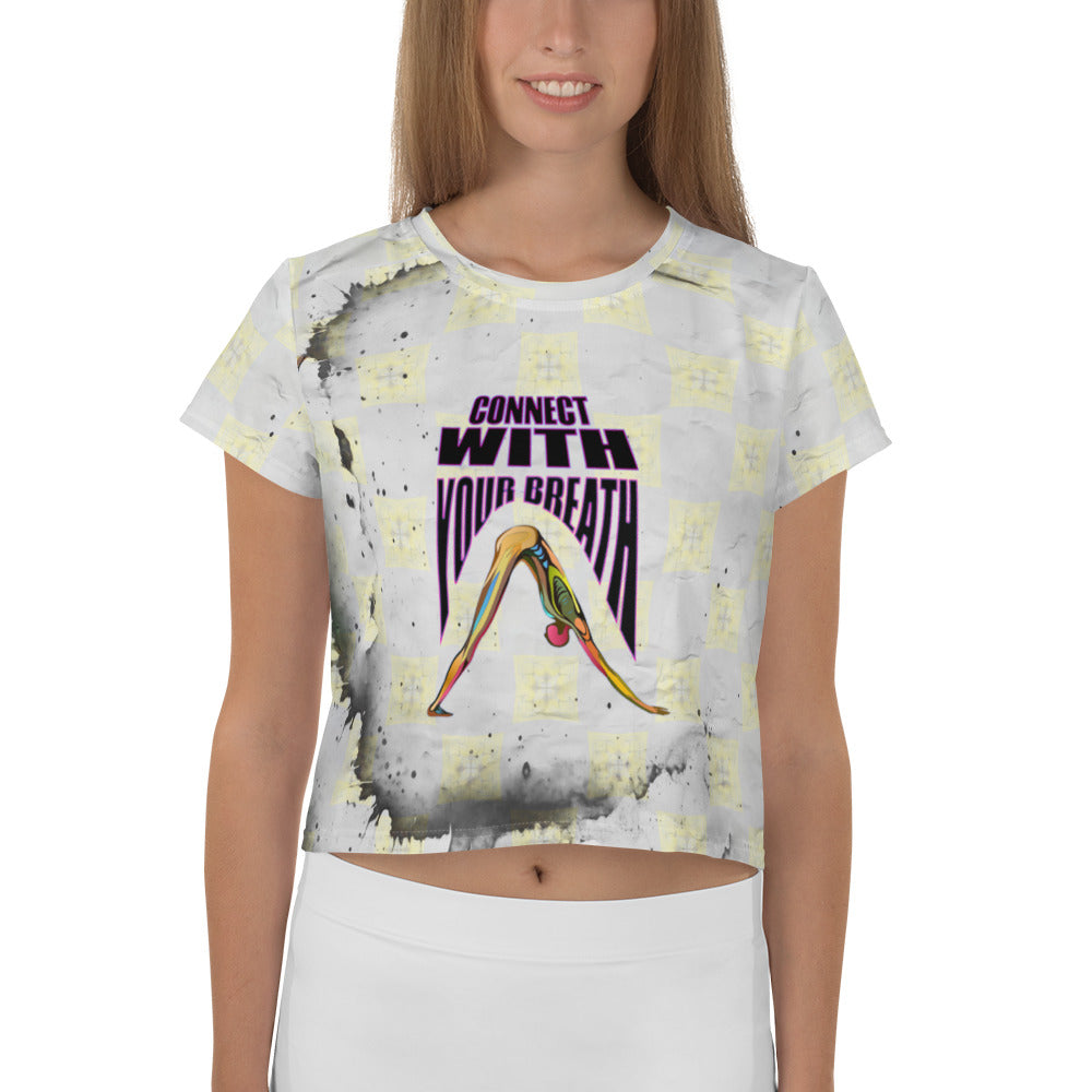 Women's crop T-shirt with Serenity Flow print design.