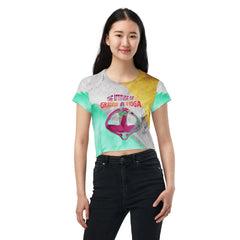 Women's crop T-shirt with Graceful Goddess elegant design.