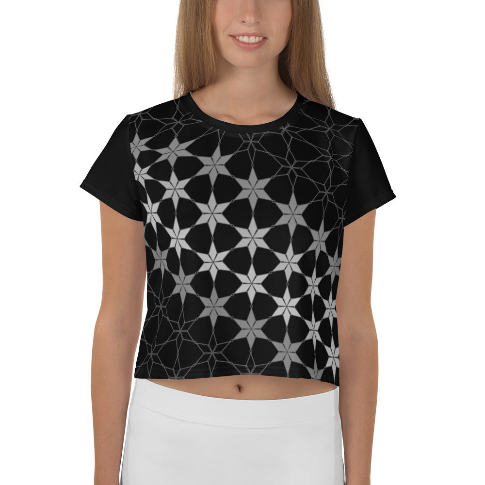 Trendy summer crop top with vibrant patterns