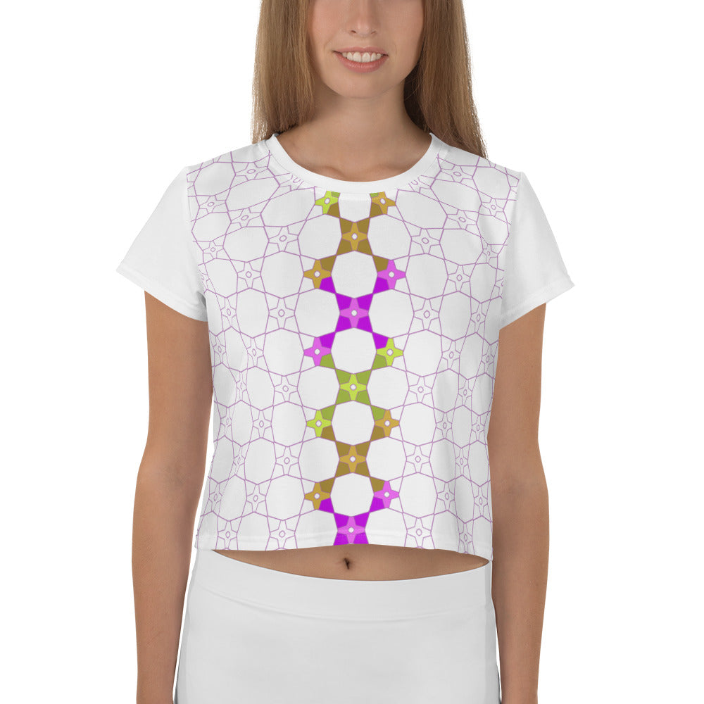 Boho Bliss printed crop tee for women