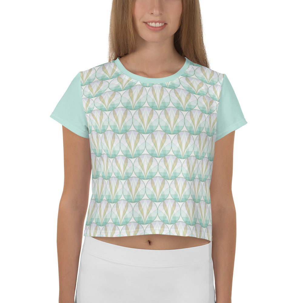 Ethnic Elegance Crop Tee with vibrant patterns.