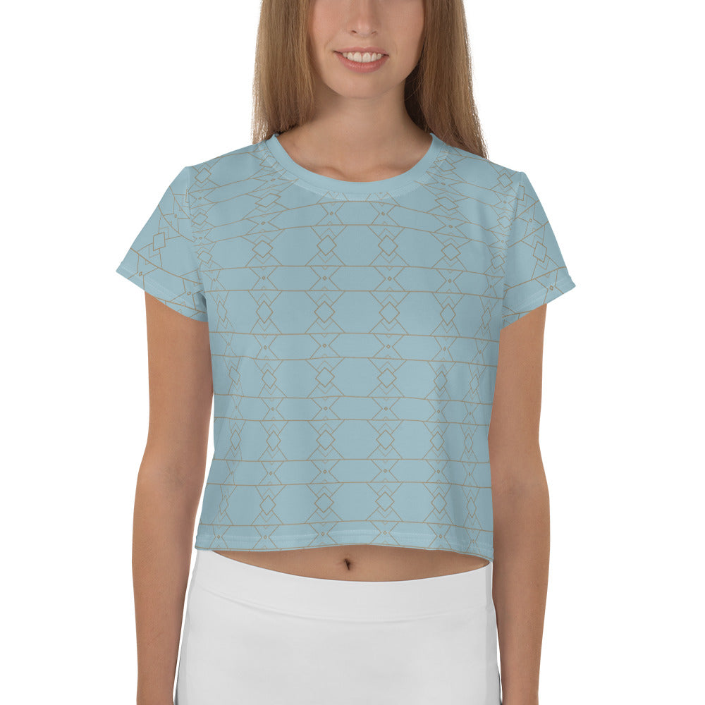 Oceanic Bliss printed women's crop tee in summer style