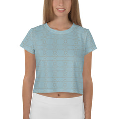 Oceanic Bliss printed women's crop tee in summer style